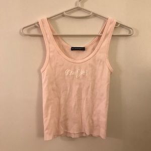 Baby pink and white New York tank top from brandy